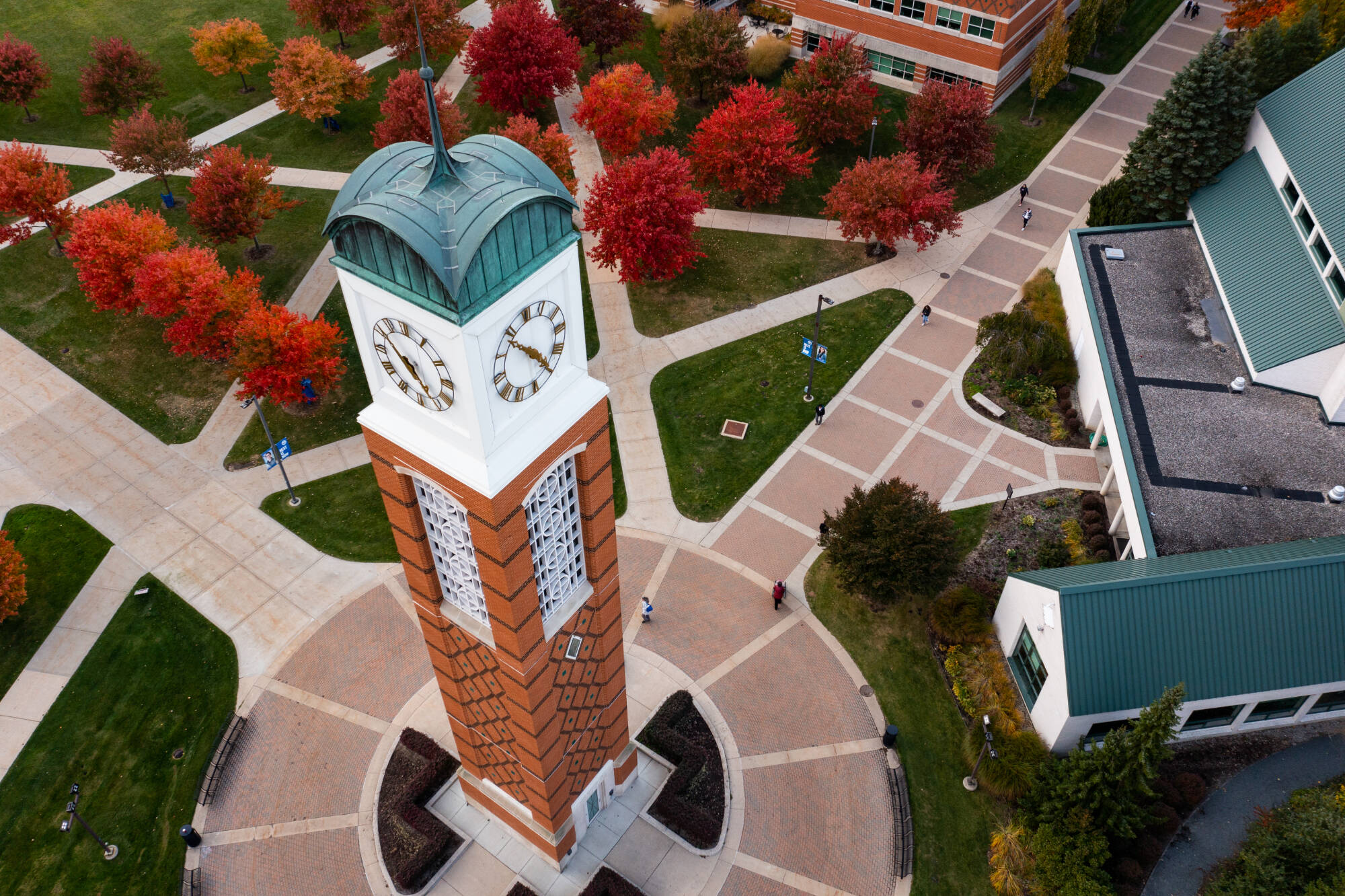 GVSU carillion tower viewed from above